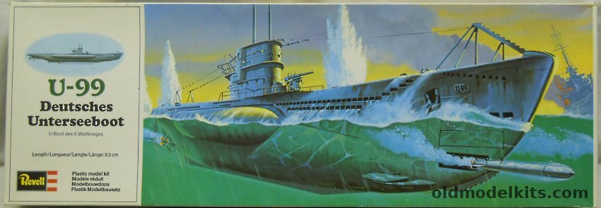 Revell 1/125 U-99 U-Boat (Type VIIB) Submarine, 0408 plastic model kit